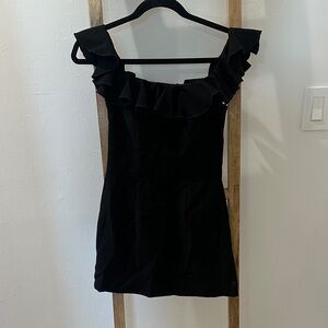French Connection Black Ruffle Mini Dress